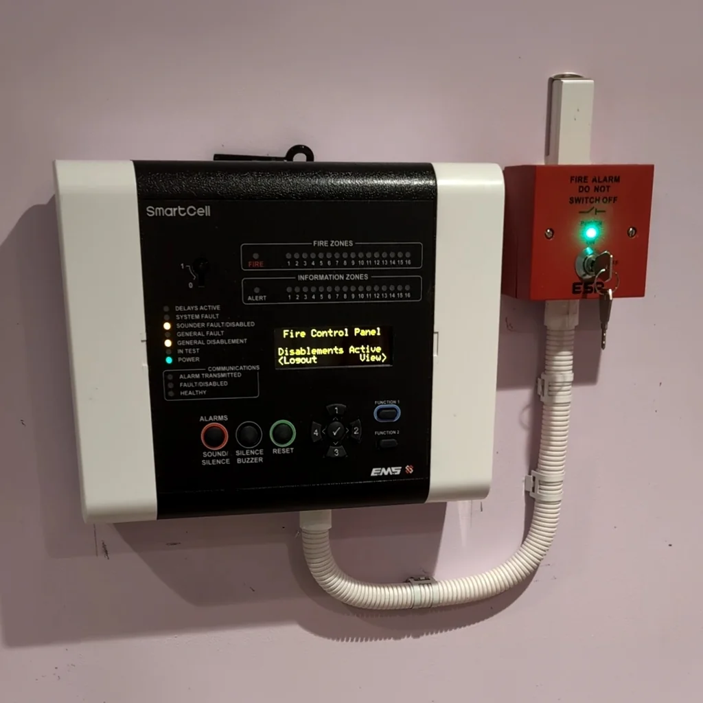 Commercial fire alarm control panel with call point installation